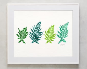 Inked Ferns – India Ink Drawing Art Print by CatCoq. Museum-quality on thick, archival, matte paper. Wall Art • Fern • Nature • Tropical