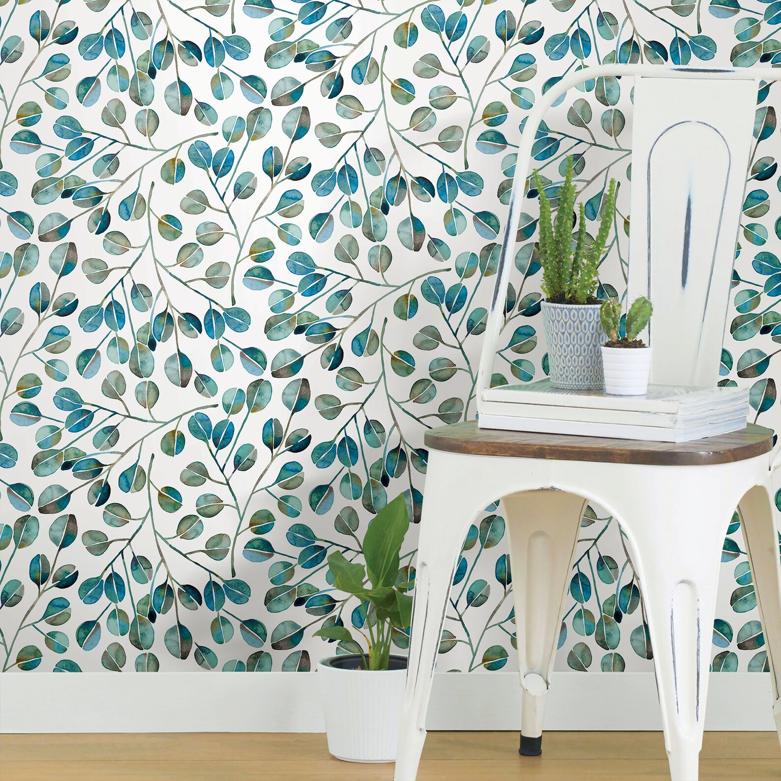 Cat Coquillette Eucalyptus Peel & Stick Wallpaper Teal Etsy