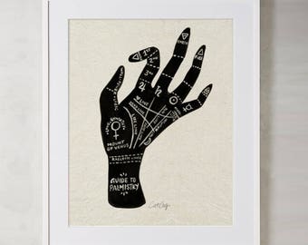 Palmistry – Acrylic Painting Art Print by CatCoq. Museum-quality on thick, archival, matte paper. Occult • Fortune Teller • Gold • Gypsy