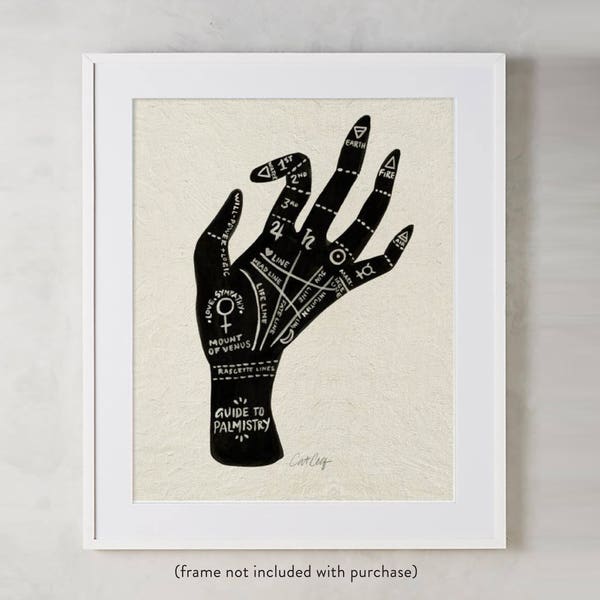 Palmistry – Acrylic Painting Art Print by CatCoq. Museum-quality on thick, archival, matte paper. Occult • Fortune Teller • Gold • Gypsy