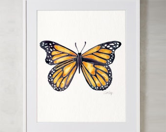 Butterfly – Watercolor Painting Art Print by CatCoq. Museum-quality on thick, archival, matte paper. Summer • Butterflies • Monarch • Insect