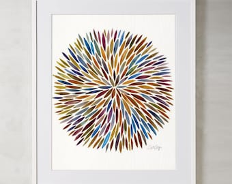Explosión de acuarela – impresión del arte de CatCoq. Calidad en papel mate grueso, archivo, libre de ácido. Pintura • Resumen • pintura • minimalismo
