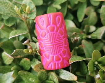 6mm Orange Pink Dread Bead, Tribal Flower Design, Handmade Polymer Clay Dreadlock Beads by The Dread Bead Shop