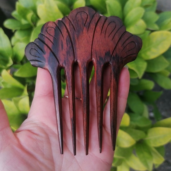 Wooden Hair Fork, Hair Pin, Carved Rosewood