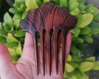 Wooden Hair Fork, Hair Pin, Carved Rosewood