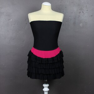 Short skirt miniskirt skirt 5 ruffles layered mesh black raspberry pink jersey m