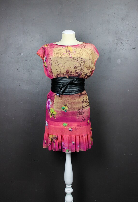 Summer Dress Dress Short Dress Floral Mesh Dress Multicolor Sand Pink Toned  Printed Graphic Travel Bottom Ruffle TM - Etsy