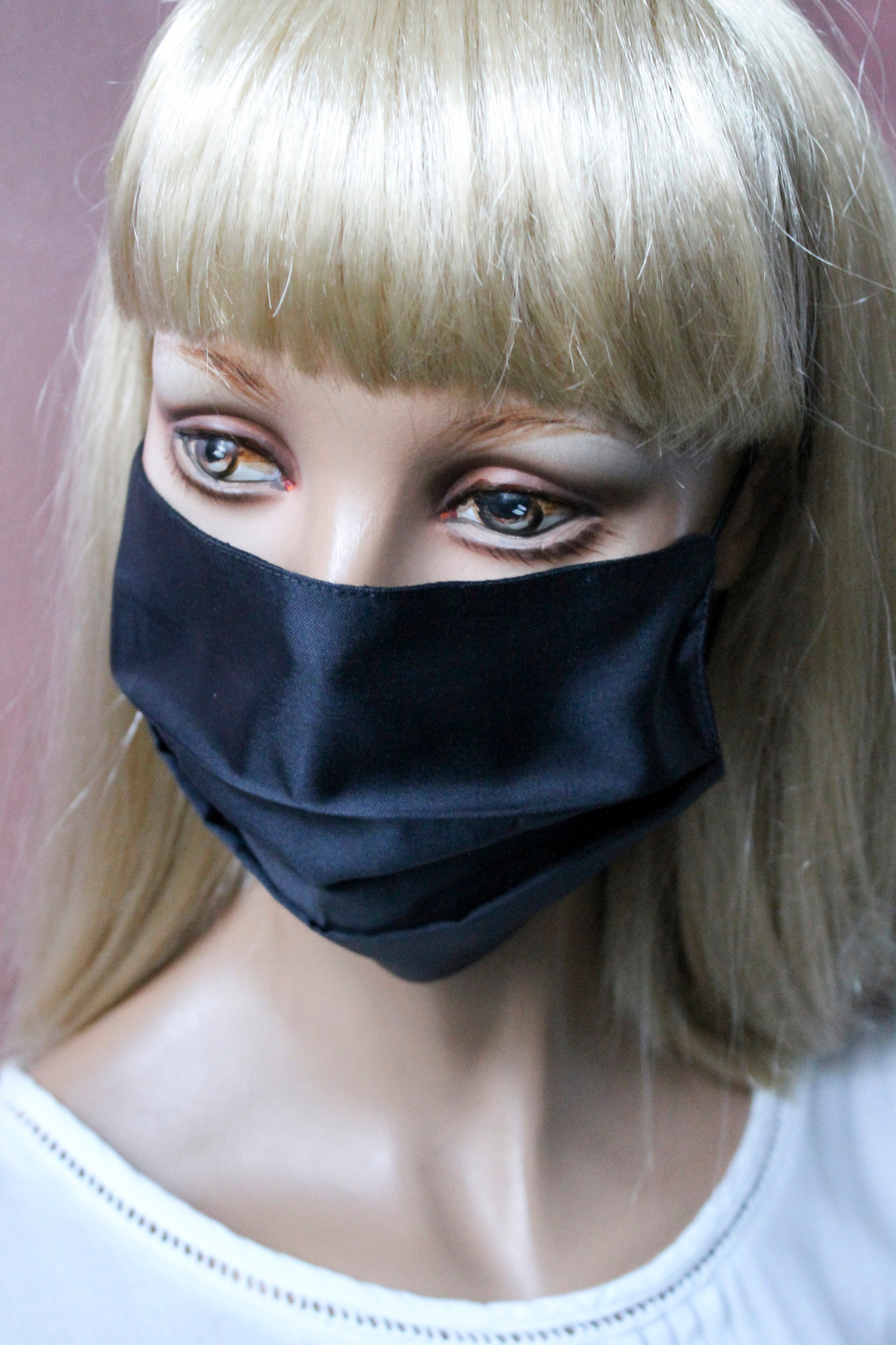 Black fabric mask unisex 2 layers interior 100 polyester Etsy