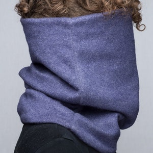 Scarf tube mega collar hooded snood neck super comfortable fabric soft blue lined fleece Grey Velvet