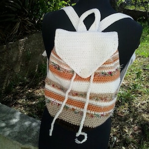 Crochet striped boho backpack pdf pattern, Gift for crocheter, Womens bag pattern, Backpack crochet pattern, Quick and easy bag pattern image 3