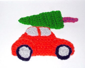 Christmas car applique crochet pattern, Christmas tree PDF pattern, Holiday decoration DIY, Christmas decor, Easy crochet pattern