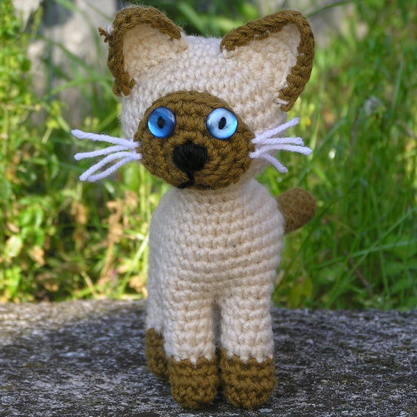 Siamese cat amigurumi crochet pattern, PDF crochet toy pattern, Crochet kitty tutorial, Crochet pattern kitten, Amigurumi animals crochet