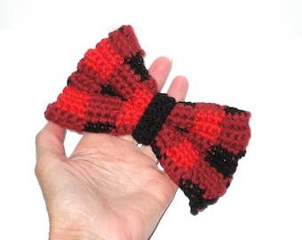 Plaid crochet bow tie PDF pattern, Red black bow tie, Adjustable Collar Bow Tie, Tapestry crochet, Crochet pattern hair band decoration