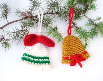 Modèle de crochet d'ornement de cloche de Noël, tutoriel de décoration d'arbre de Noël au crochet, modèle de crochet facile. Modèle de vacances au crochet PDF