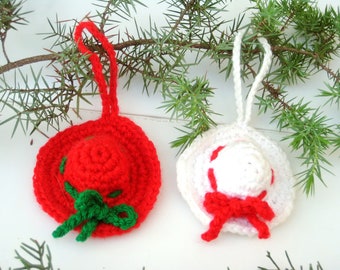 Mini modèle de chapeau au crochet, décoration de Noël, ornement d'arbre de Noël bricolage, modèle PDF au crochet facile, téléchargement instantané de décor de vacances