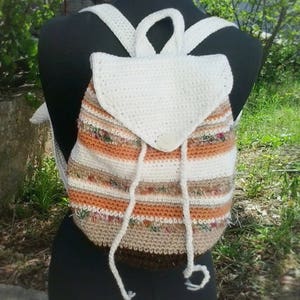 Crochet striped boho backpack pdf pattern, Gift for crocheter, Womens bag pattern, Backpack crochet pattern, Quick and easy bag pattern image 6