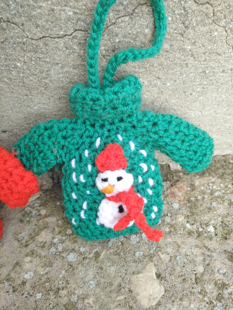 Ugly Christmas sweater ornament crochet pattern Tiny sweater Etsy