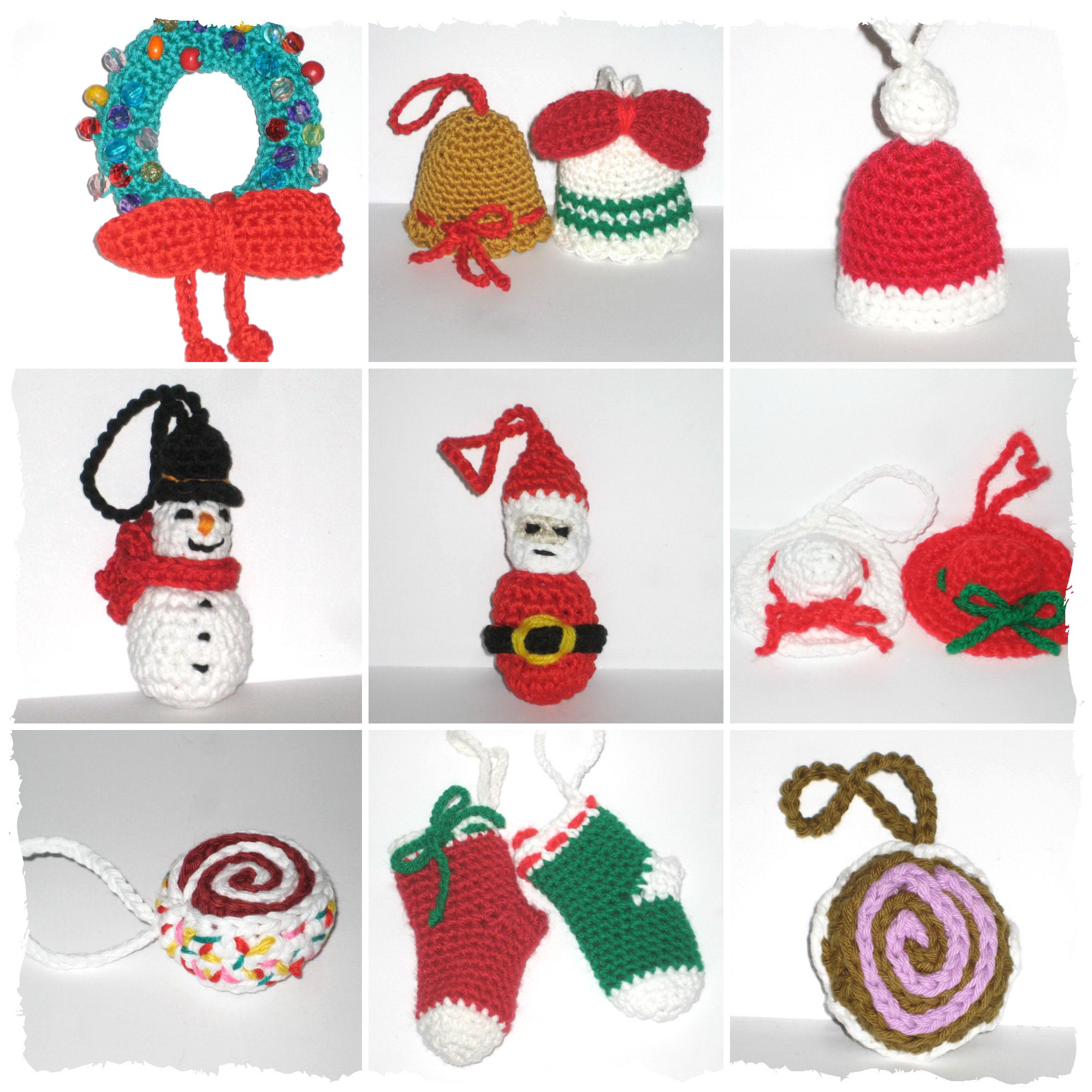 Christmas Tree Ornaments Crochet Patterns Set of 9 Crochet Etsy