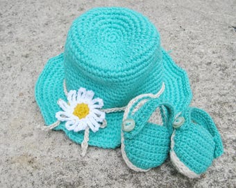 Patron au crochet sandales et bonnet pour bébé, Ensemble d'été pour bébé Patrons PDF, Bonnet et sandales pour bébé au crochet PDF