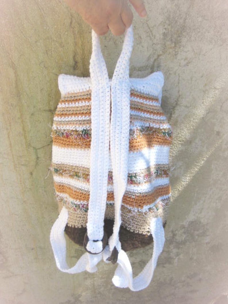 Crochet striped boho backpack pdf pattern, Gift for crocheter, Womens bag pattern, Backpack crochet pattern, Quick and easy bag pattern image 7