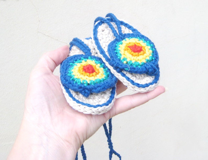 Crochet baby rainbow shoes 3 PDF pattern, Easy crochet pattern for baby booties, Baby flip flops crochet pattern for beginners, Baby sandals image 9