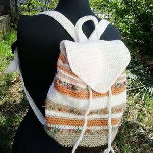 Crochet striped boho backpack pdf pattern, Gift for crocheter, Womens bag pattern, Backpack crochet pattern, Quick and easy bag pattern image 4