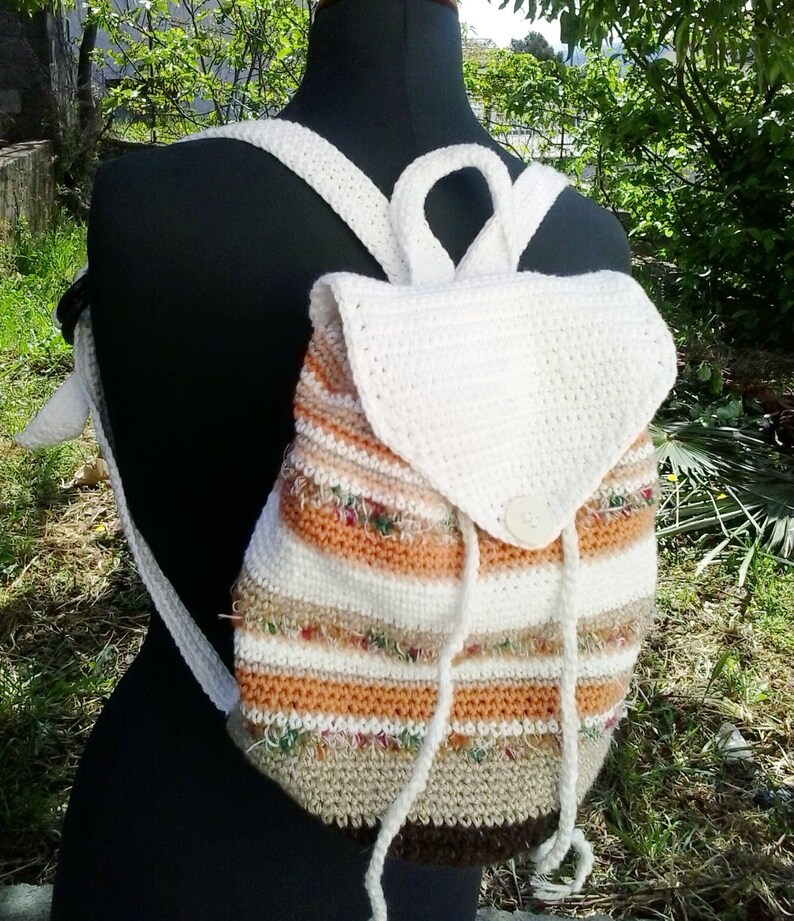 Crochet striped boho backpack pdf pattern, Gift for crocheter, Womens bag pattern, Backpack crochet pattern, Quick and easy bag pattern image 4