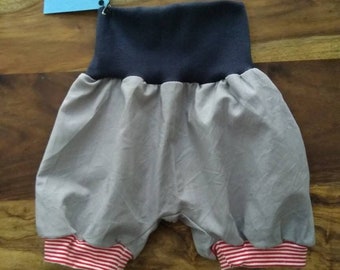 Pantaloni a pompa corta upcycling, pantaloni di cera bambino, taglia 56 / 62