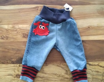 Upcycled grow with me baby pants