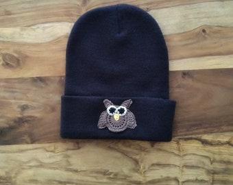 Children's owl hat, blue