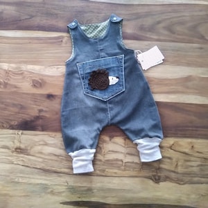 Recycling, upcycling baby denim romper, denim romper, size 56