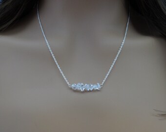Herkimer Diamond Necklace/ Herkimer Necklace/ Herkimer Diamond Bar Necklace/ Quartz Necklace/Free Shipping