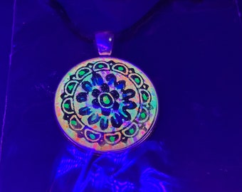 Mandala Pendant Black Light Reactive