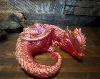 Resin Sleepy Dragon Friend, Pink Princess Colorway