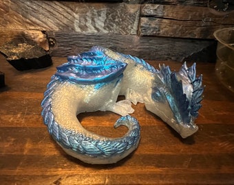 Resin Sleepy Dragon Friend, Ice Blue Colorway