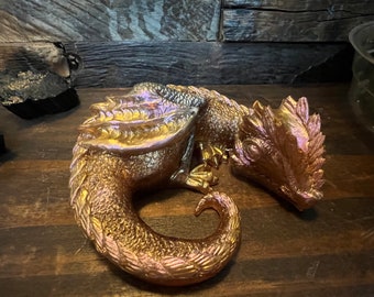 Resin Sleepy Dragon Friend, Mixed Metals Colorway