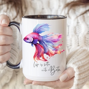 Betta Fish Lover Mug, Betta Fish, Siamese Fighting Fish, Betta Coffee Mug, Life Is Better With A Betta, Fish Mom Dad, Betta Owner Gift
