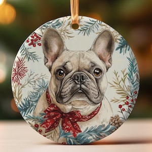 French Bulldog Chinoiserie Ornament, Frenchie Ornament, French Bulldog Gift, Frenchie Lover Owner, French Bulldog Owner, Christmas Ornament