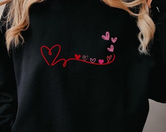 Womens Valentines Hearts Sweatshirt, Valentine's Day Shirt, Four Hearts Valentine, Valentine Sweatshirt, Women's Valentines Day Sweatshirt