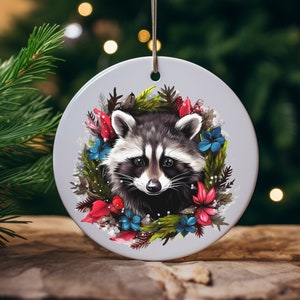 Raccoon Ornament, Christmas Raccoon Ornament, Stocking Stuffer, Animal Ornament, Christmas Gift, Tree Decoration, Christmas Ornament