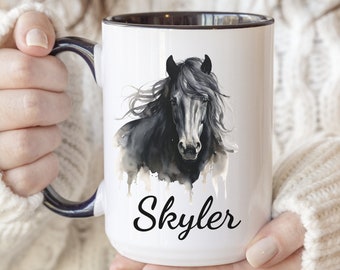 Horse Mug, Personalized Horse Coffee Cup, Custom Name Coffee Mug, Horse Gift for Women, Horse Lover Gift, Horse Coffee Mug,Personalized Gift