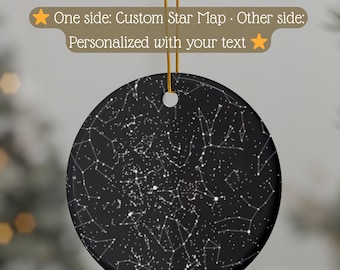 Benutzerdefinierte Ornament doppelseitige Keramik Weihnachtsverzierung personalisierte Konstellation Star Map Hochzeitsgeschenk Jahrestag Andenken