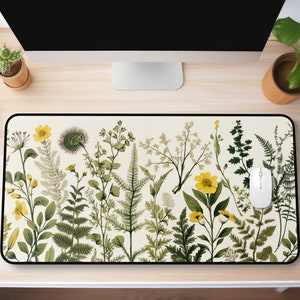 Cottagecore Desk Mat, Floral Desk Mat, Botanical Mouse Pad, Vintage Desk Mat, Wildflower Mousepad, Nature Desk Decor, Garden Desk Pad