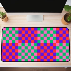 Pink Preppy Desk Mat Trendy cute checkered aesthetic desk pad retro style XL mouse pad aesthetic desk accessories office gifts for her