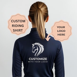 Custom Personalized Team Shirt Equestrian Ladies Quarter-Zip Horse Show Riding Lesson Shirt Lightweight Athletic Top Gift for Horse Lover