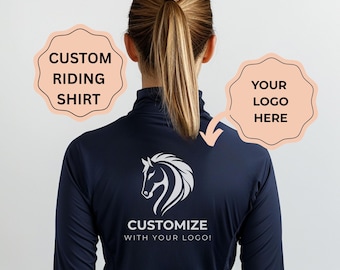 Custom Personalized Team Shirt Equestrian Ladies Quarter-Zip Horse Show Riding Lesson Shirt Lightweight Athletic Top Gift for Horse Lover