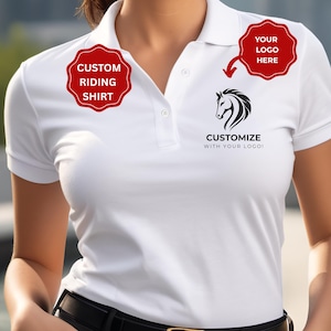 Custom Personalized Team Shirt Equestrian Ladies Polo Horse Show Riding Lesson Shirt Lightweight Athletic Top Gift for Horse Lover