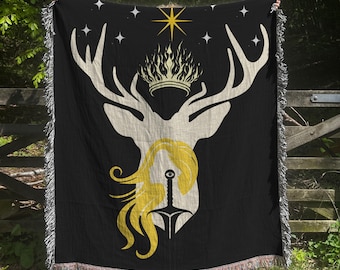 Thron der Glas Decke SJM Merch Fantasy Wall Art Gewebte Decke TOG Acotar Booktok Lesedecke Buch Nook Decor Geschenk für Leser