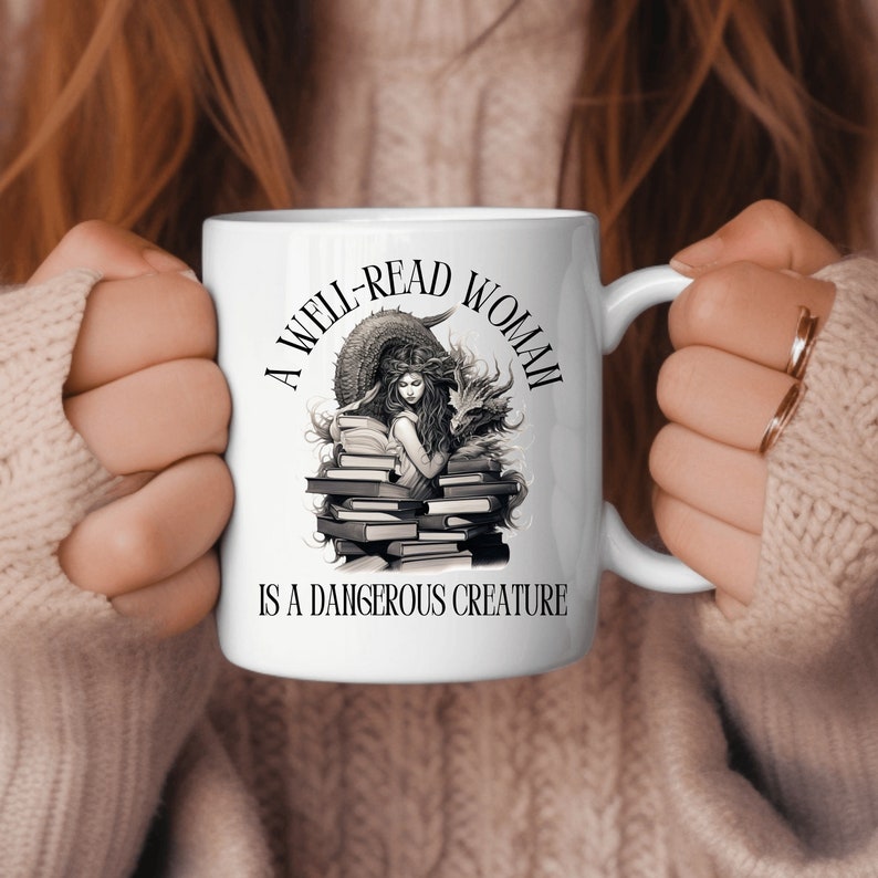 Tazza per amanti dei libri / Tazza da biblioteca Dangerous Woman, 15 oz immagine 1