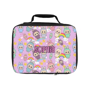 Custom Cute Labubu Monster Lunch Box, Back To School, Kids Lunchbox, Personalized or can leave blank, matching backpack